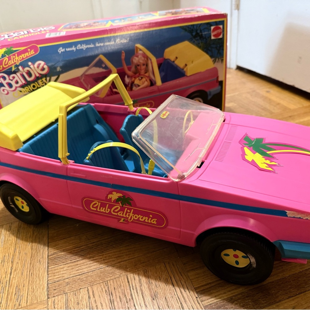 Vintage 1988 Barbie Pink Club California Convertible Cabriolet Toy Car